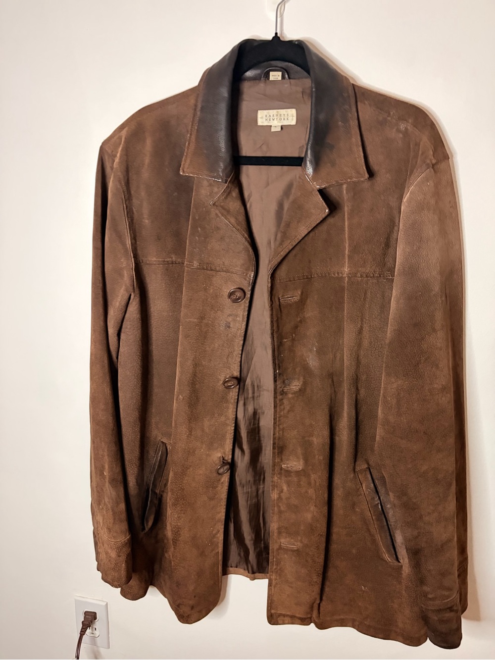 Barneys New York Brown Suede Button-Front Jacket